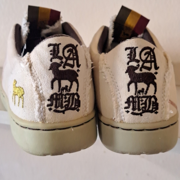 L.A.M.B GWEN STEFANI SNEAKER ROYAL ELASTICS WHITE CANVAS SLIP ON PINK SHOES 9 - Picture 4 of 7